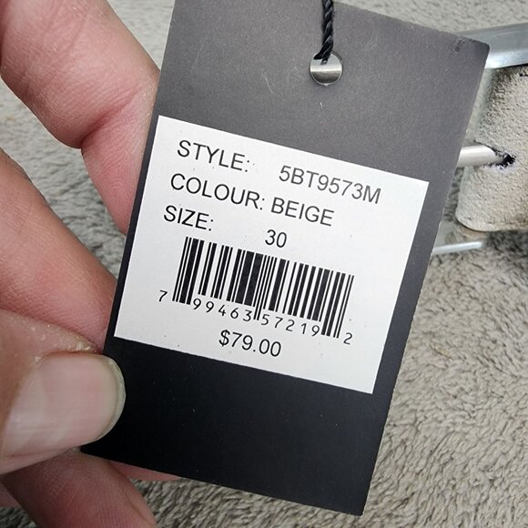 PX Belt Mens 30 Beige Leather Silver Tone Buckle  *NWT* - Picture 2 of 6